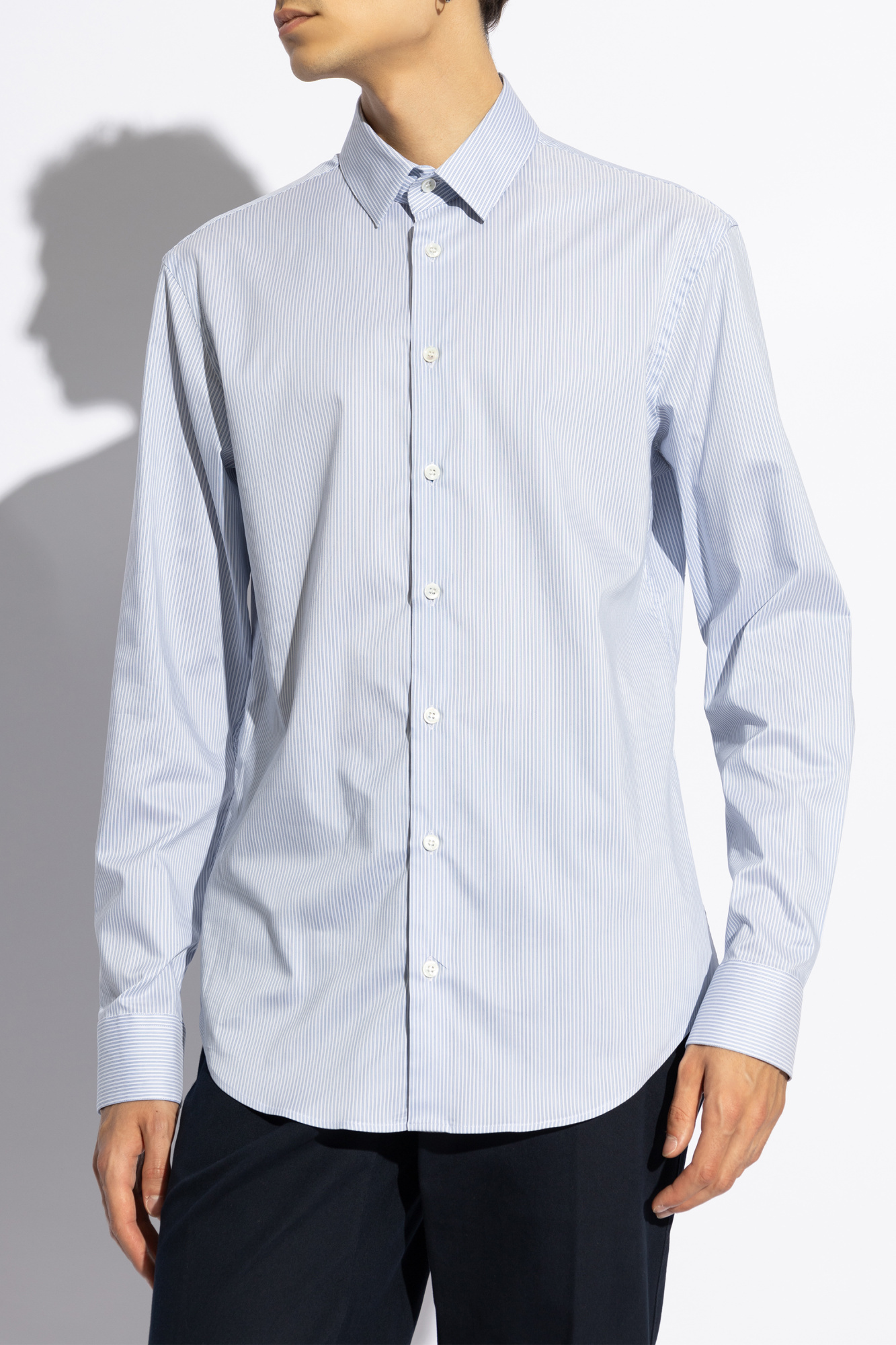 Giorgio Armani Shirt With Striped Pattern In Blue