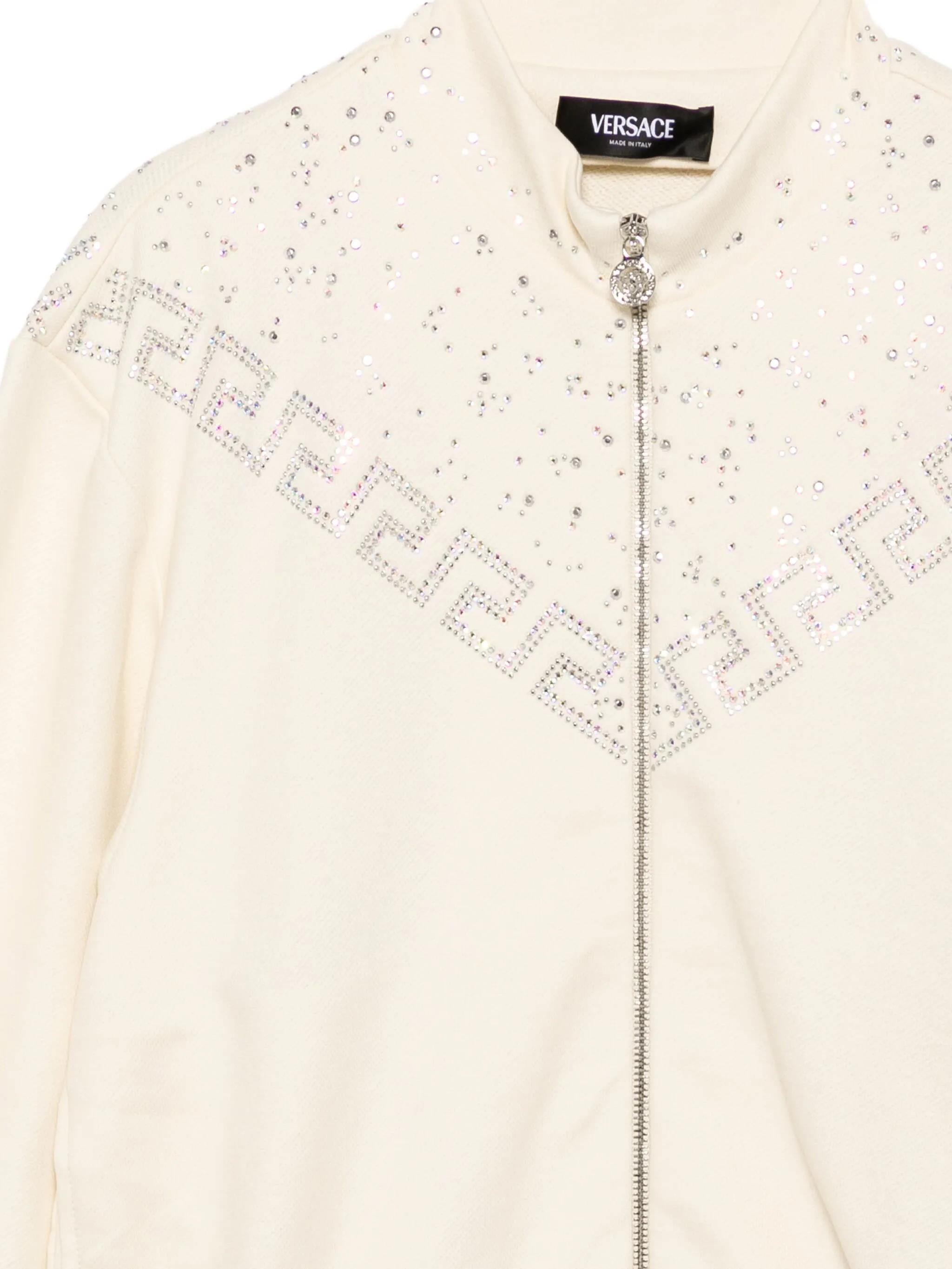 Versace Greca-embroidered Sweatshirt In Neutral