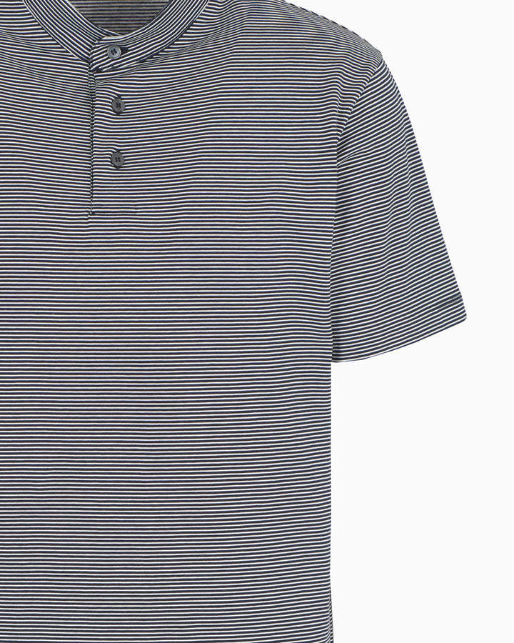 Emporio Armani Polo Rayé En Coton In Gray