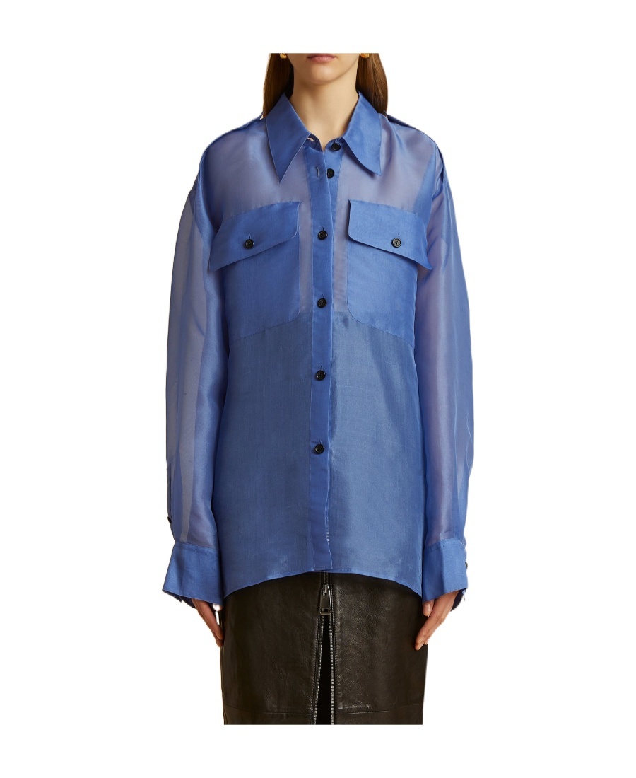 Shop Khaite The Missa Silk-organza Shirt In Blue