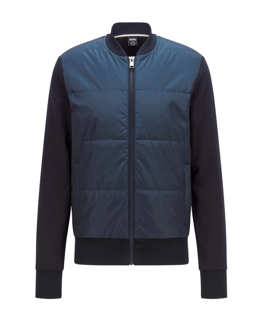 Hugo Boss Padded-panel Zipped Jacket In Blue