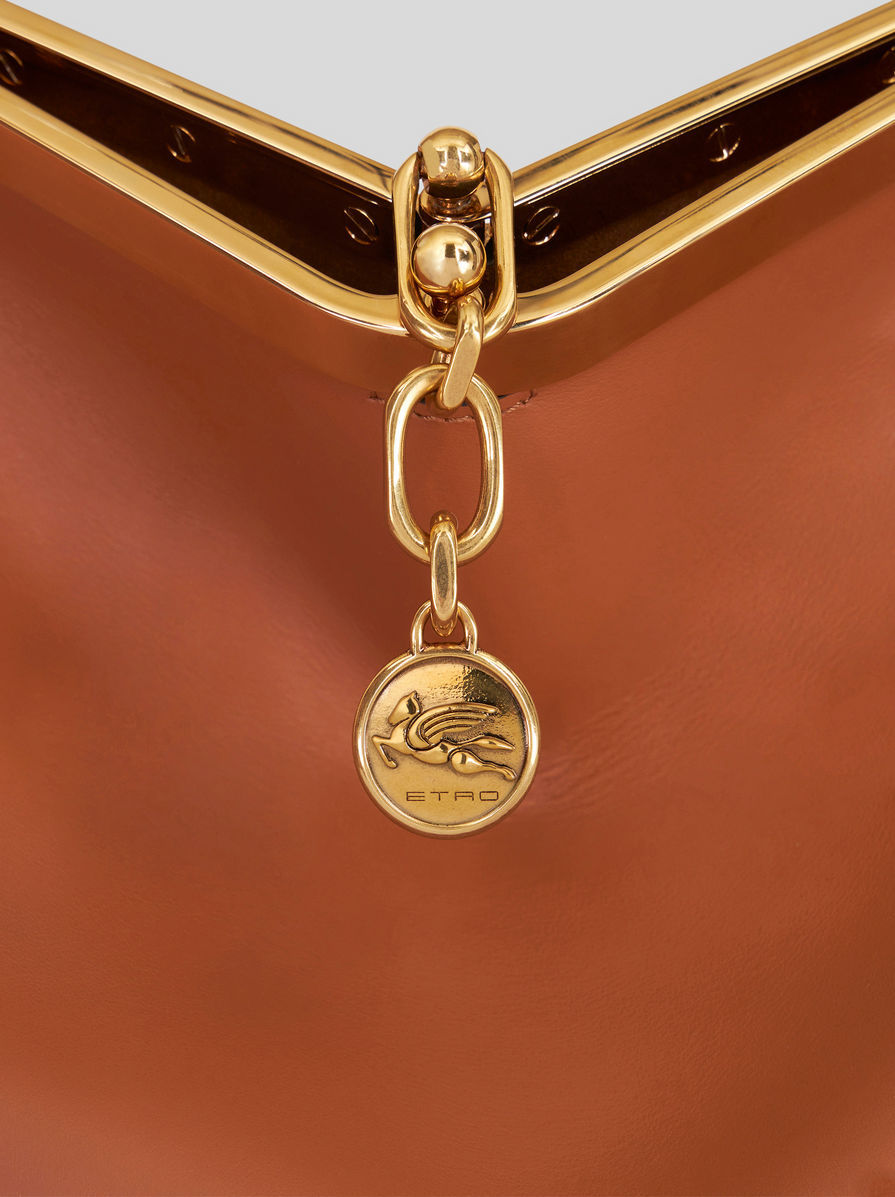 Etro Small Vela Leather Shoulder Bag In Brown