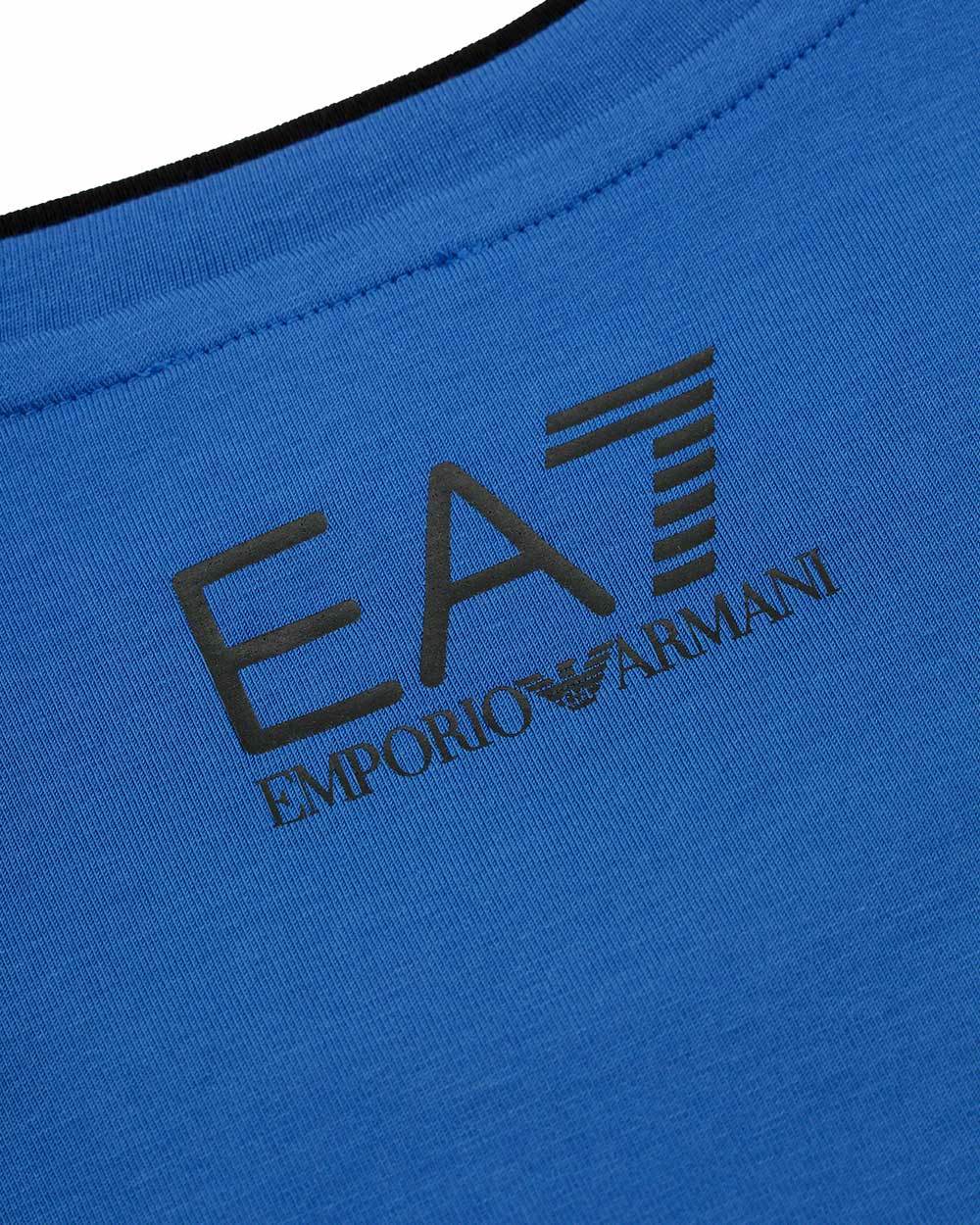 Ea7 Logo T-shirt With Round Neck In Blue
