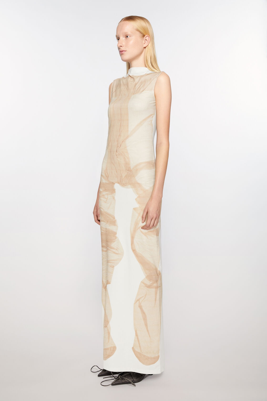 Acne Studios Mock-neck Maxi Dress In Nude