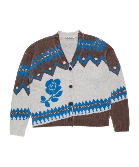 Acne Studios Jacquard Wool Cardigan In White