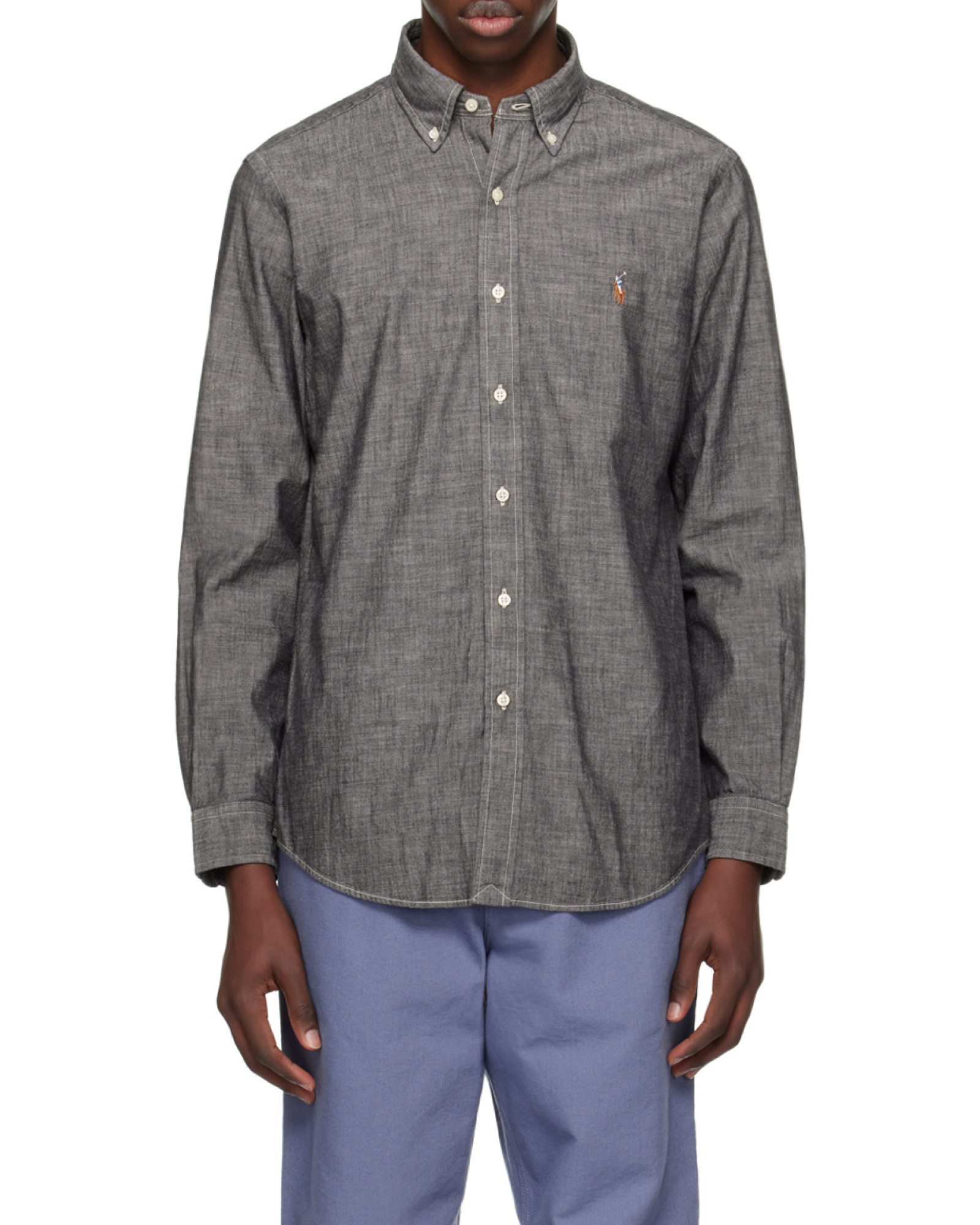 Polo Ralph Lauren Logo Long Sleeve Shirt In Gray