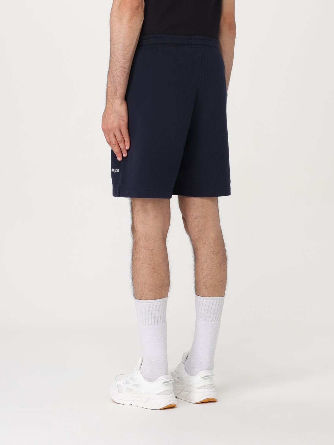 Palm Angels Logo Embroidered Drawstring Shorts In Black