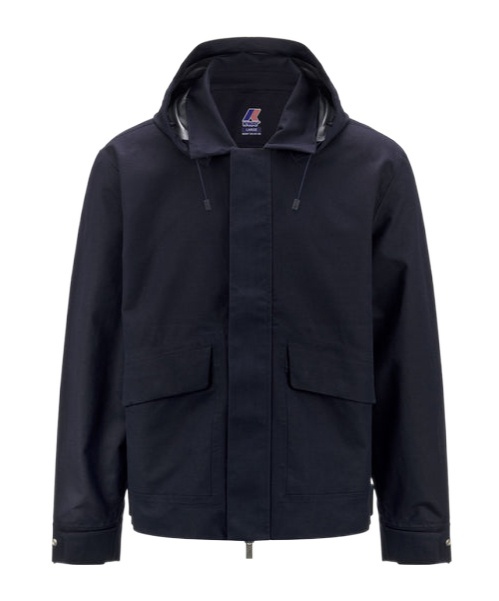 K-way Cotton-linen Blend Jacket With Adjustable Hem In Blue