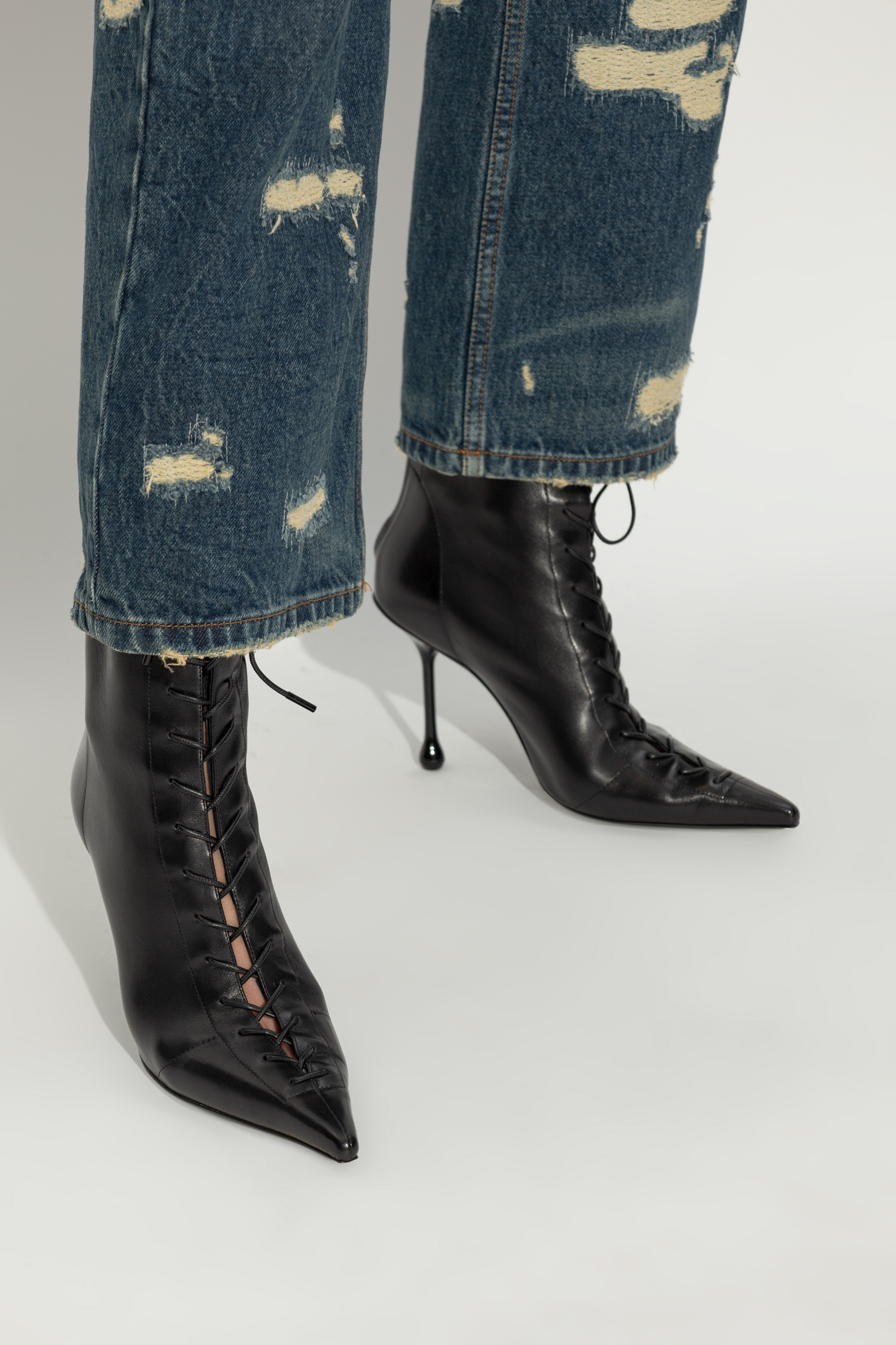 Jimmy Choo Scarlett 95 Leather Bootie In Black