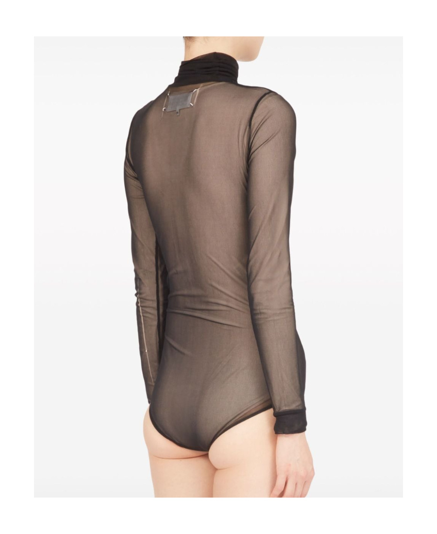 Maison Margiela Four-stitch Sheer Bodysuit In Black