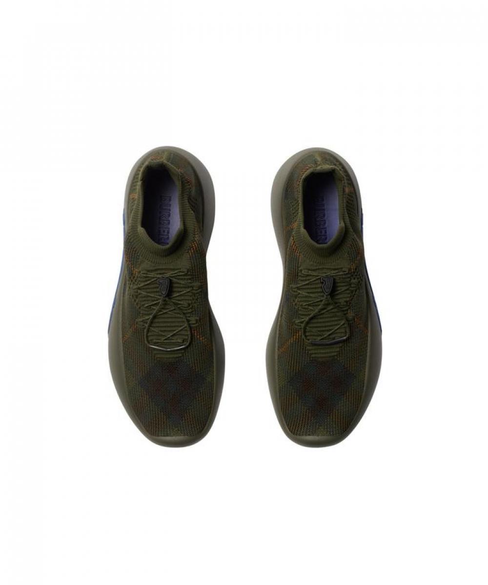 Burberry Check Knit Neptune Sneakers In Black
