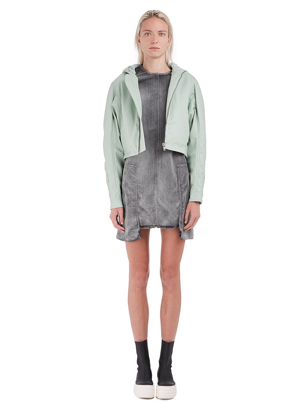 Rick Owens Drkshdw Short-style Casual Jacket With A Hat In Green