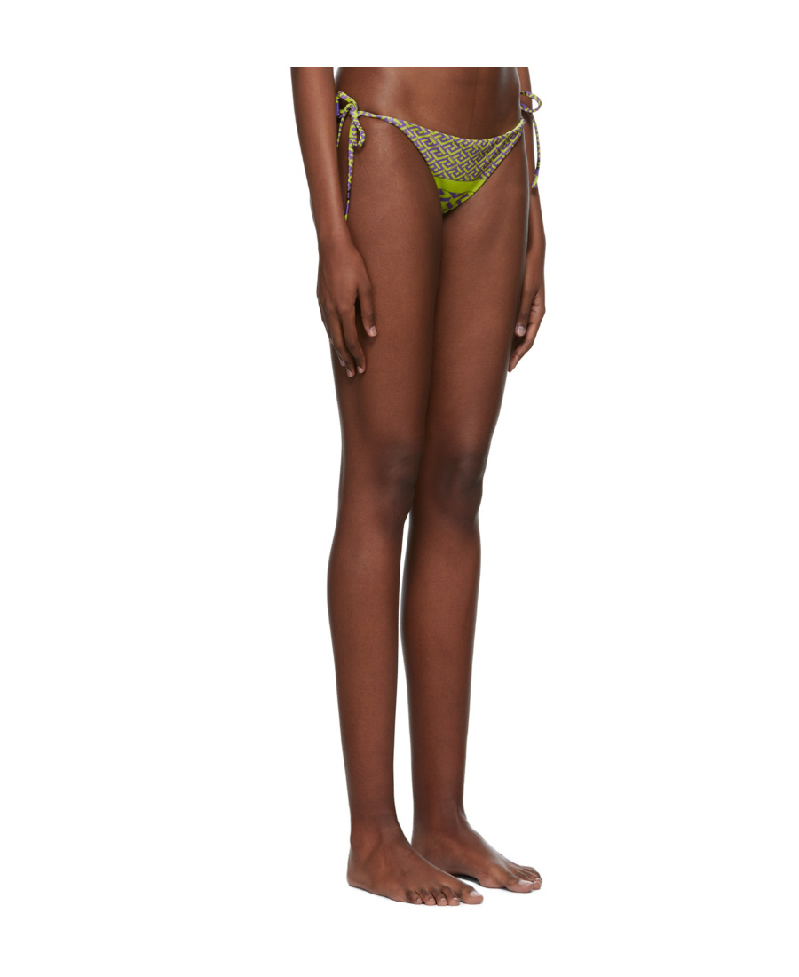 Versace Multicolored Pattern Printed Swimming Trunks In Green
