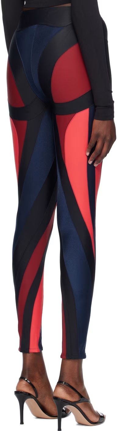 Mugler Color Matching Printed Leggings In Black