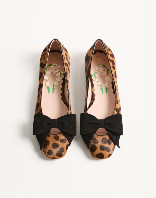 Valentino Garavani Bowow Ballerina In Pony-effect Calfskin Woman Animal Print 41 In Multi