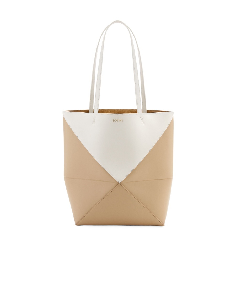Loewe Mini Puzzle Leather Shoulder Bag In Nude