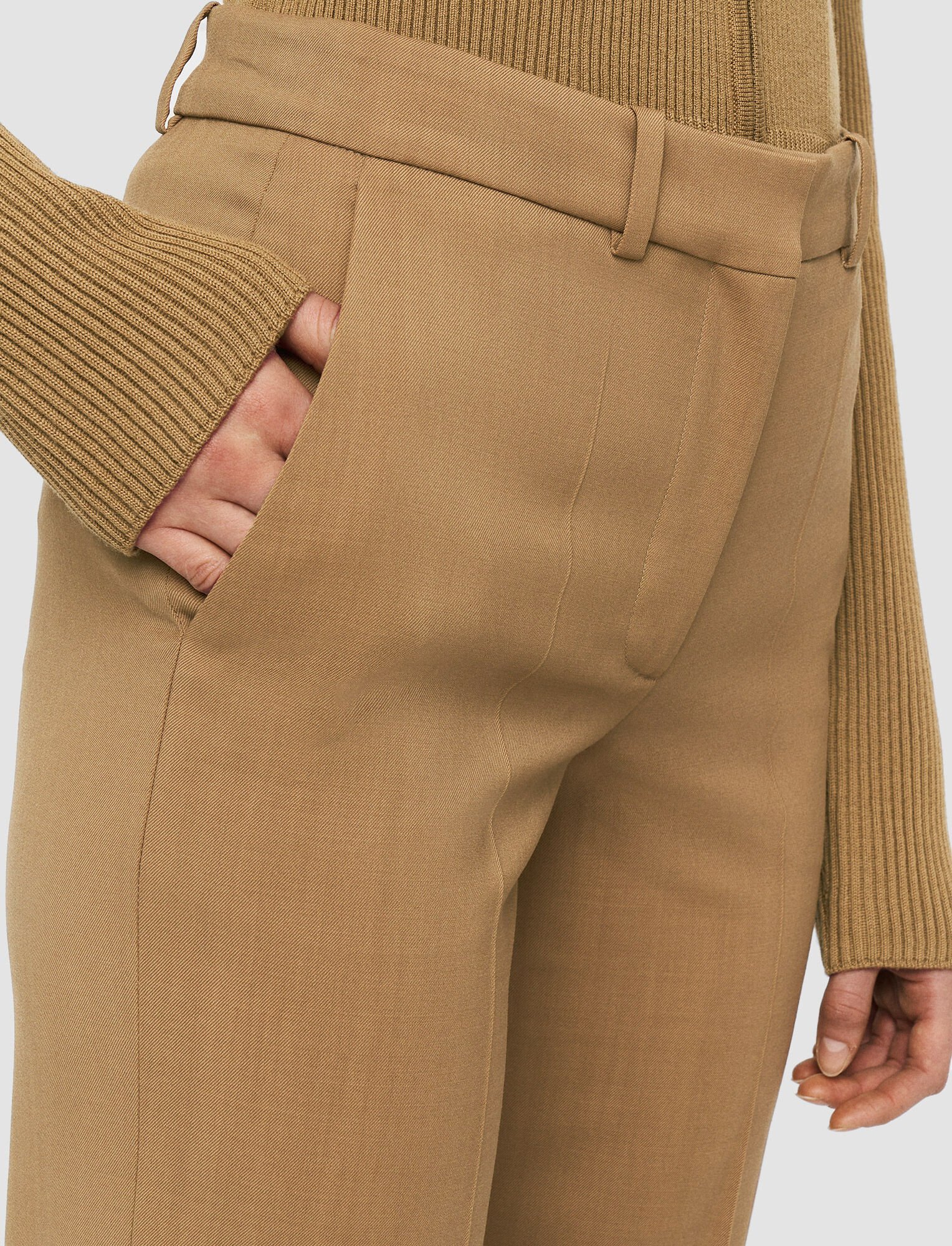 Shop Joseph Straight-leg Virgin-wool Trousers In Brown