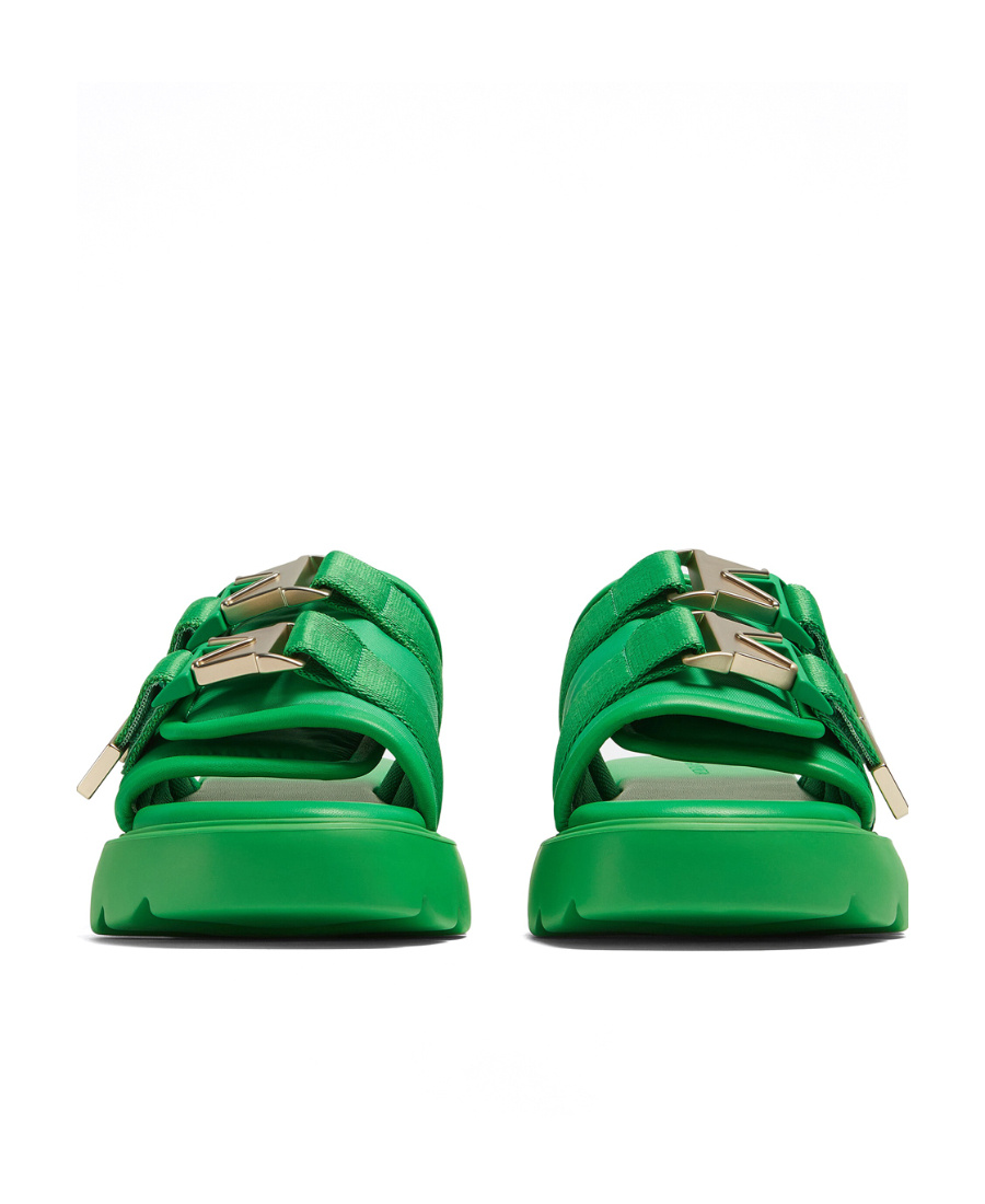 Bottega Veneta Flash Buckled Leather And Rubber Sandals In Green