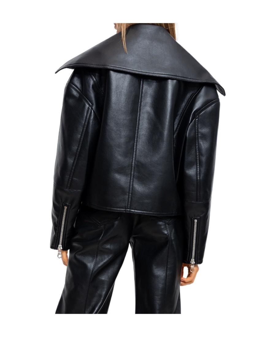 Nanushka Black Cinch Faux-leather Jacket In Black
