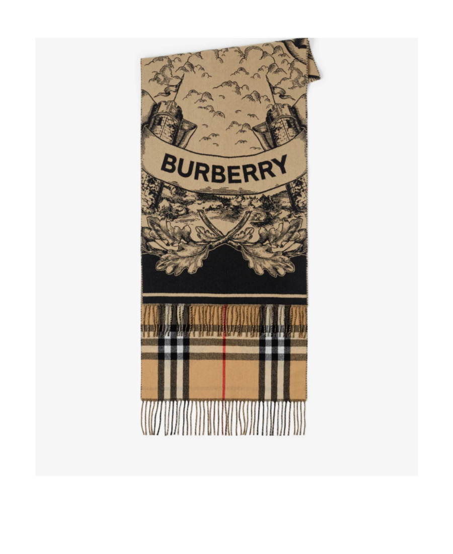 Burberry Ekd Cashmere Jacquard Reversible Scarf In Nude