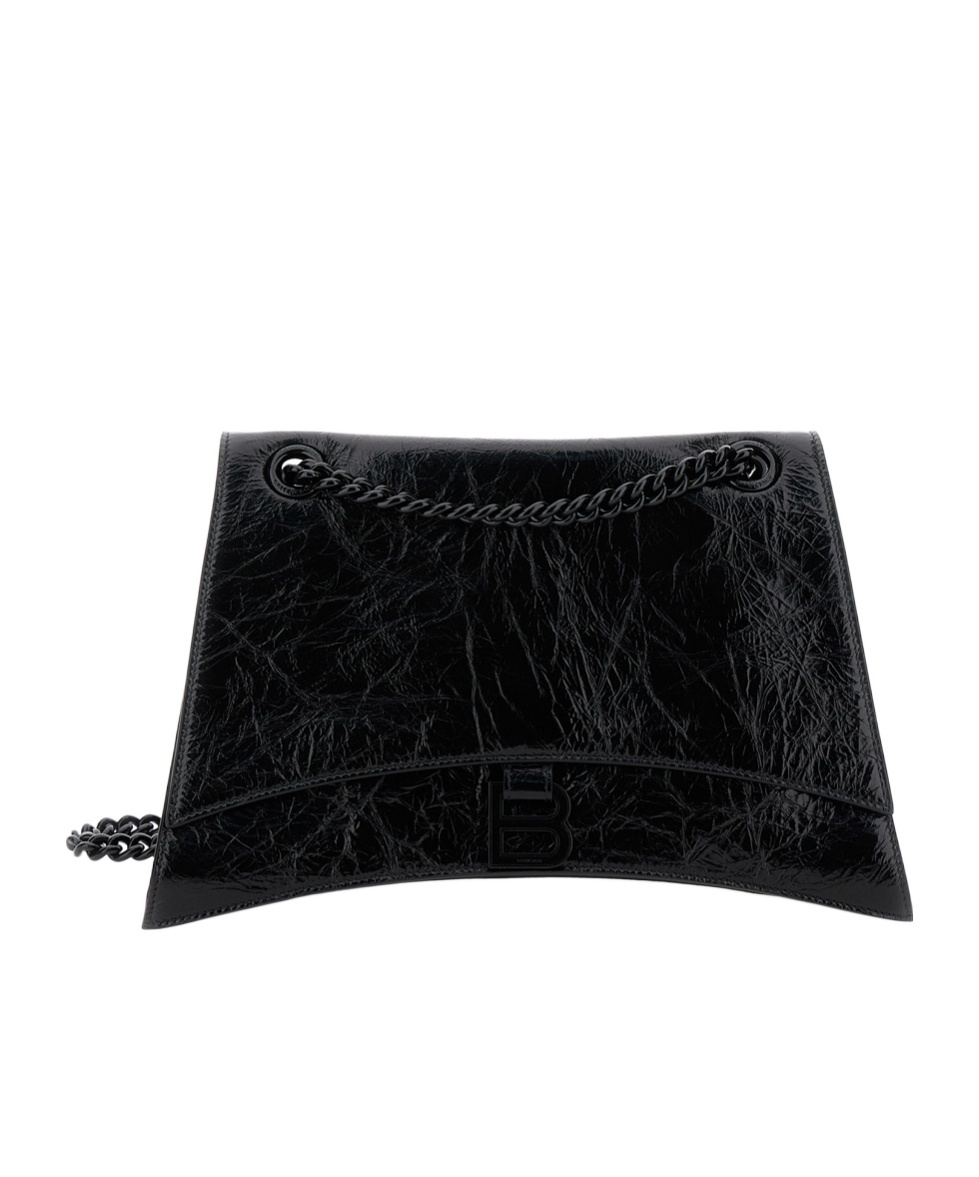 Balenciaga Black Medium Crush Black Crossbody Bag In Black