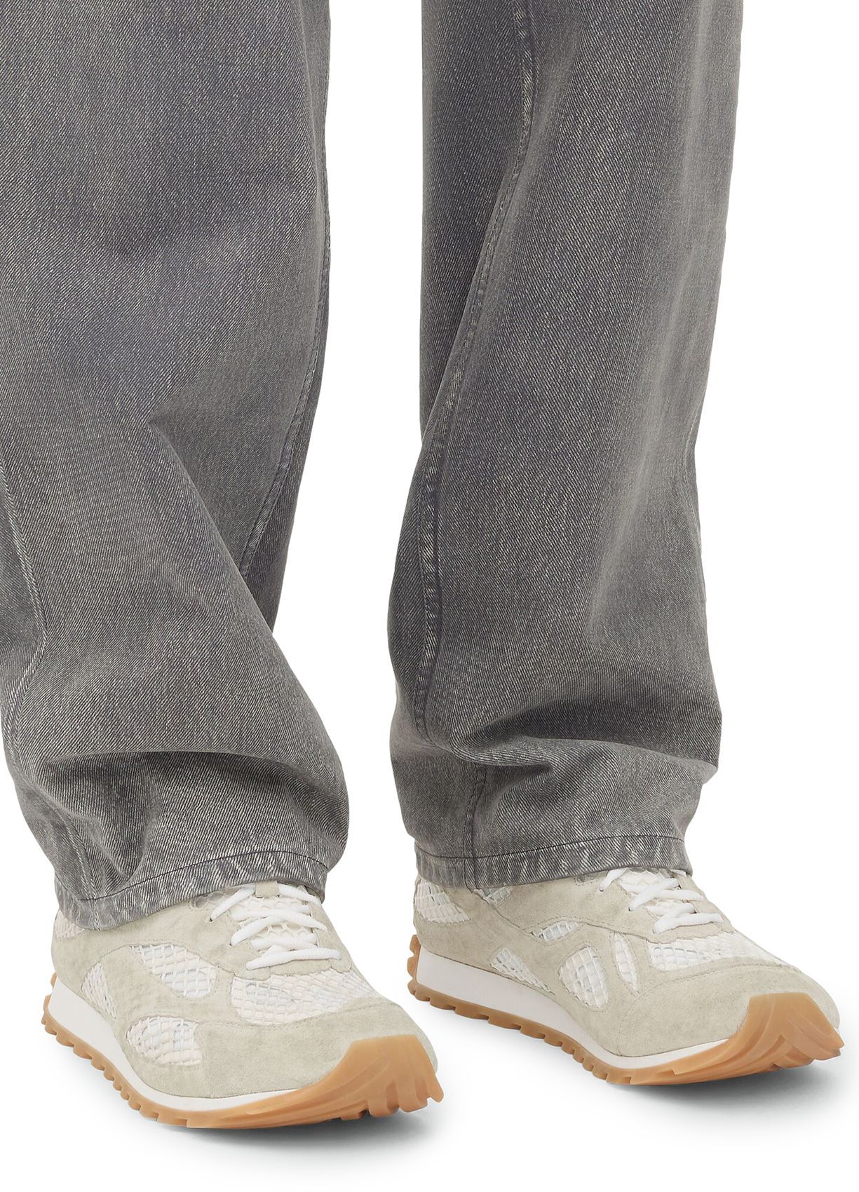 Bottega Veneta Bicolor Mesh And Suede Orbit Sneakers In White