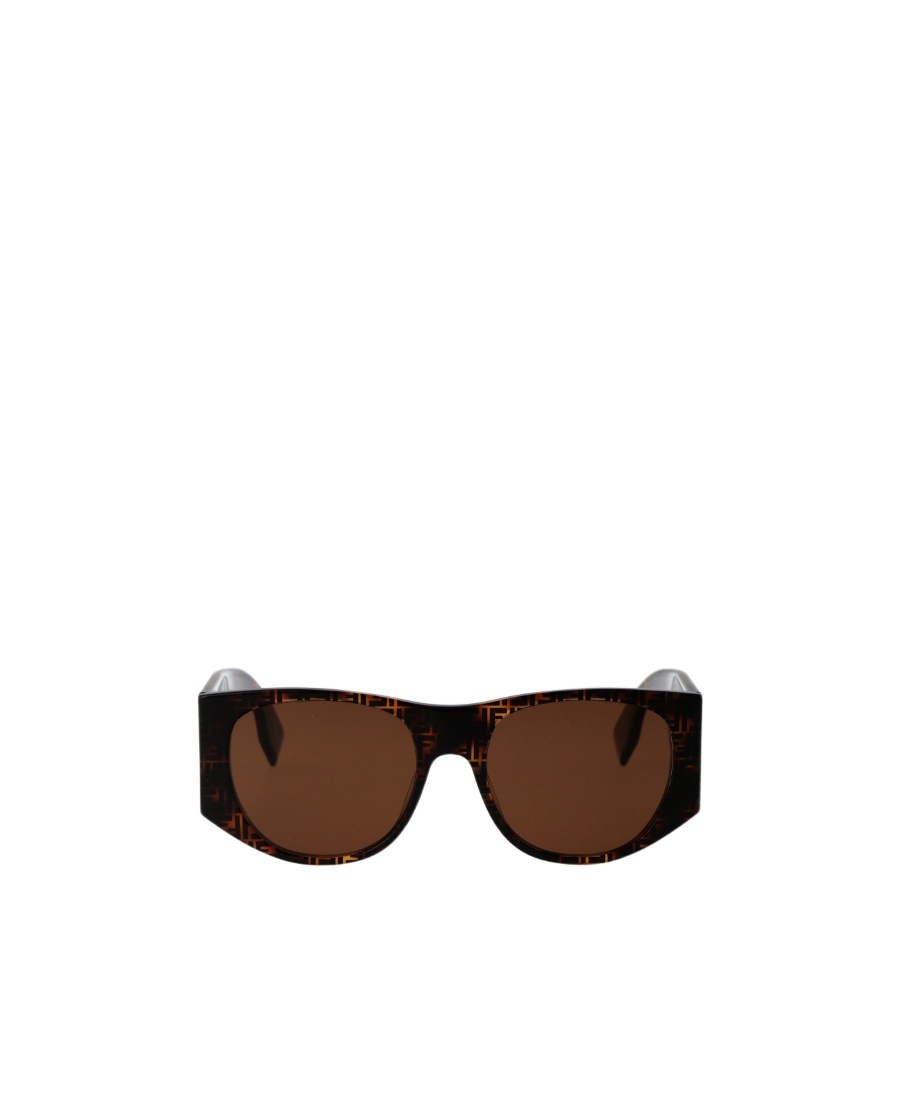 Fendi Baguette Monogram-print Sunglasses In Brown