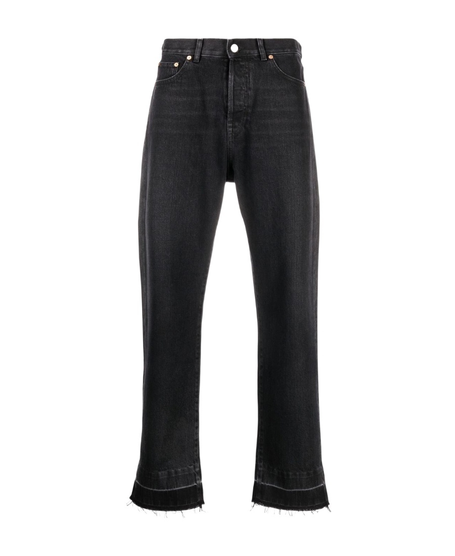 Valentino Logo-patch Straight-leg Jeans In Black