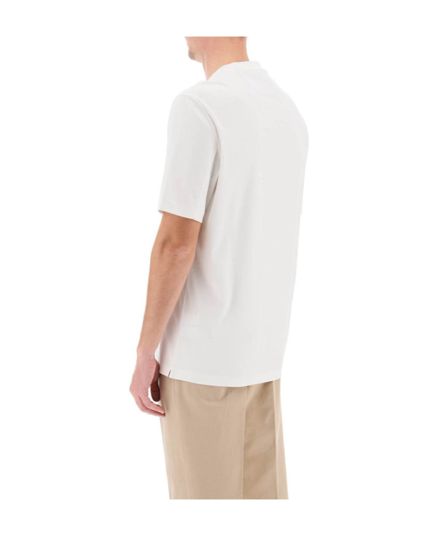Brunello Cucinelli Men Cotton Jersey Crew-neck T-shirt With Logo And Faux-layering In White