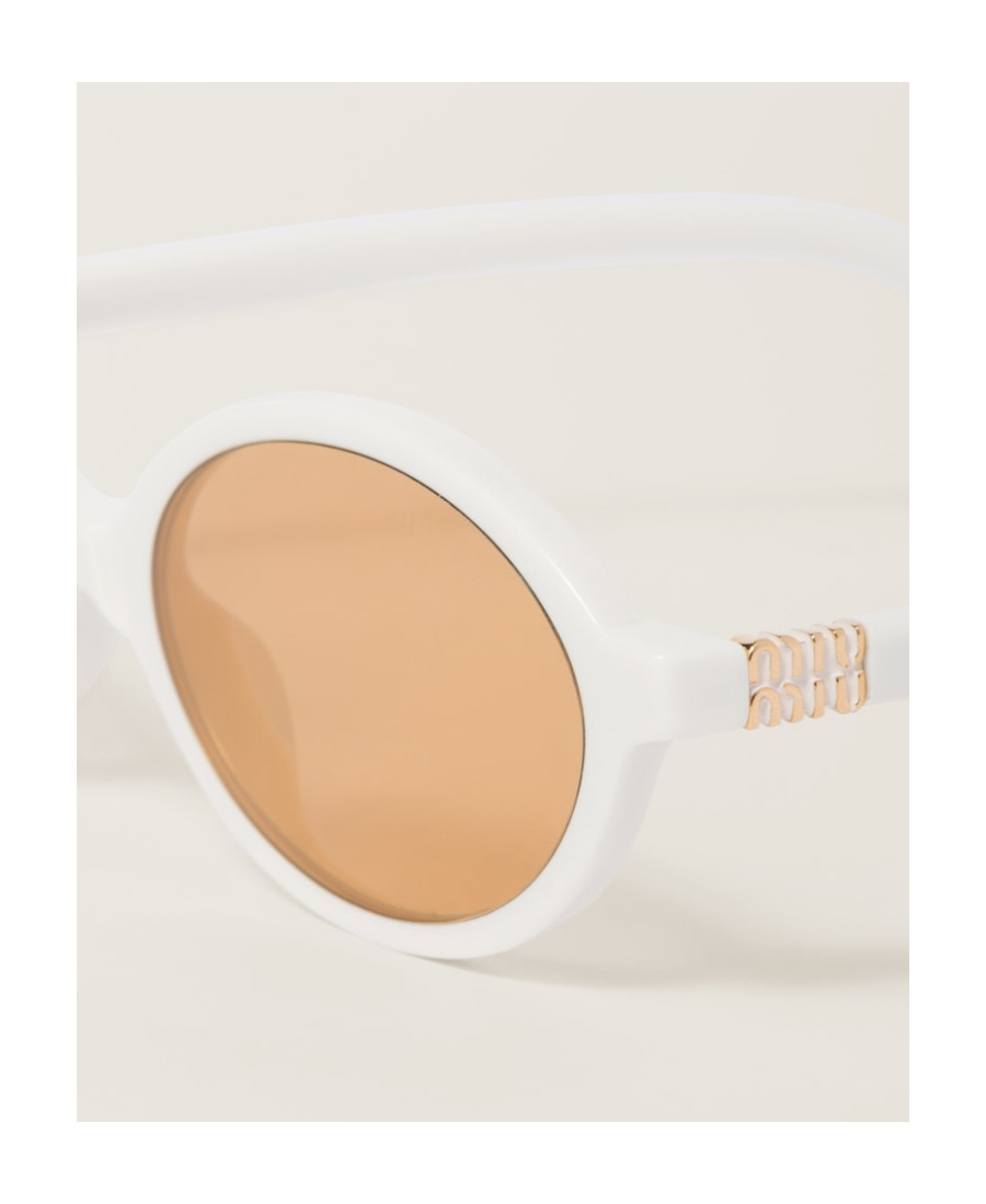Miu Miu Runway Logo Sunglasses In White