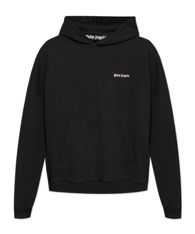 Palm Angels Brand-embroidery Kangaroo-pocket Relaxed-fit Cotton-jersey Hoody In Black