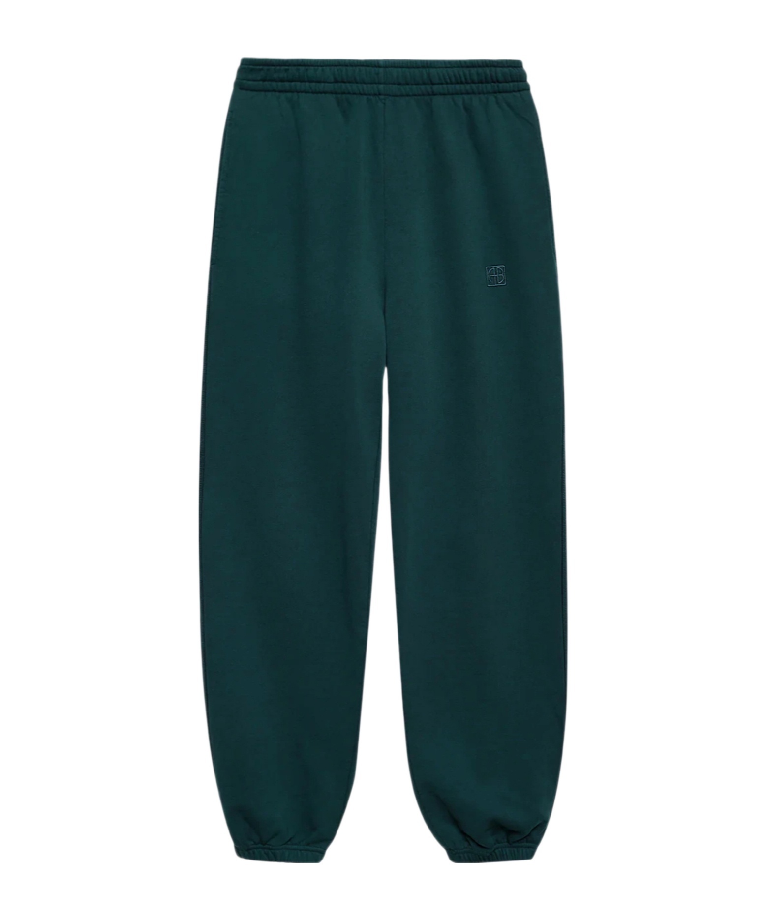 Anine Bing Monogram-embroidered Track Pants In Green