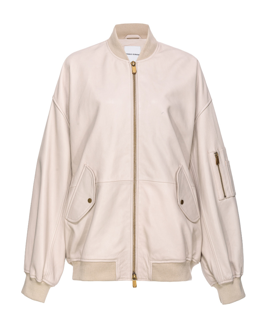 Pinko Suede Bomber Jacket In Pink