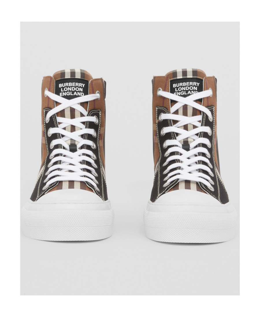 Burberry Vintage Check-print High-top Sneakers In Black