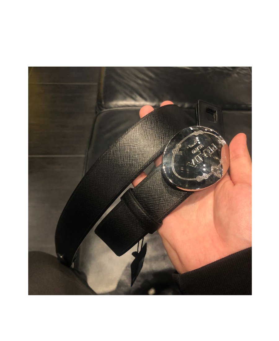 Prada Black Buckle Belt In Black