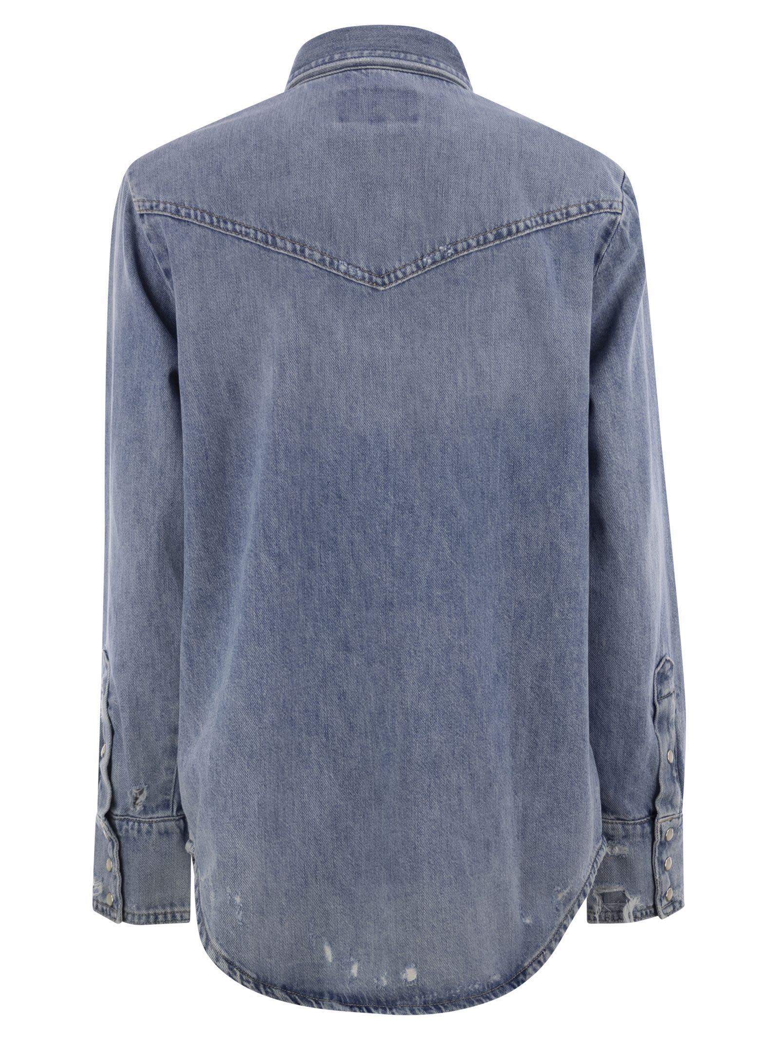 Shop Polo Ralph Lauren Western Shirt In Irregular Denim