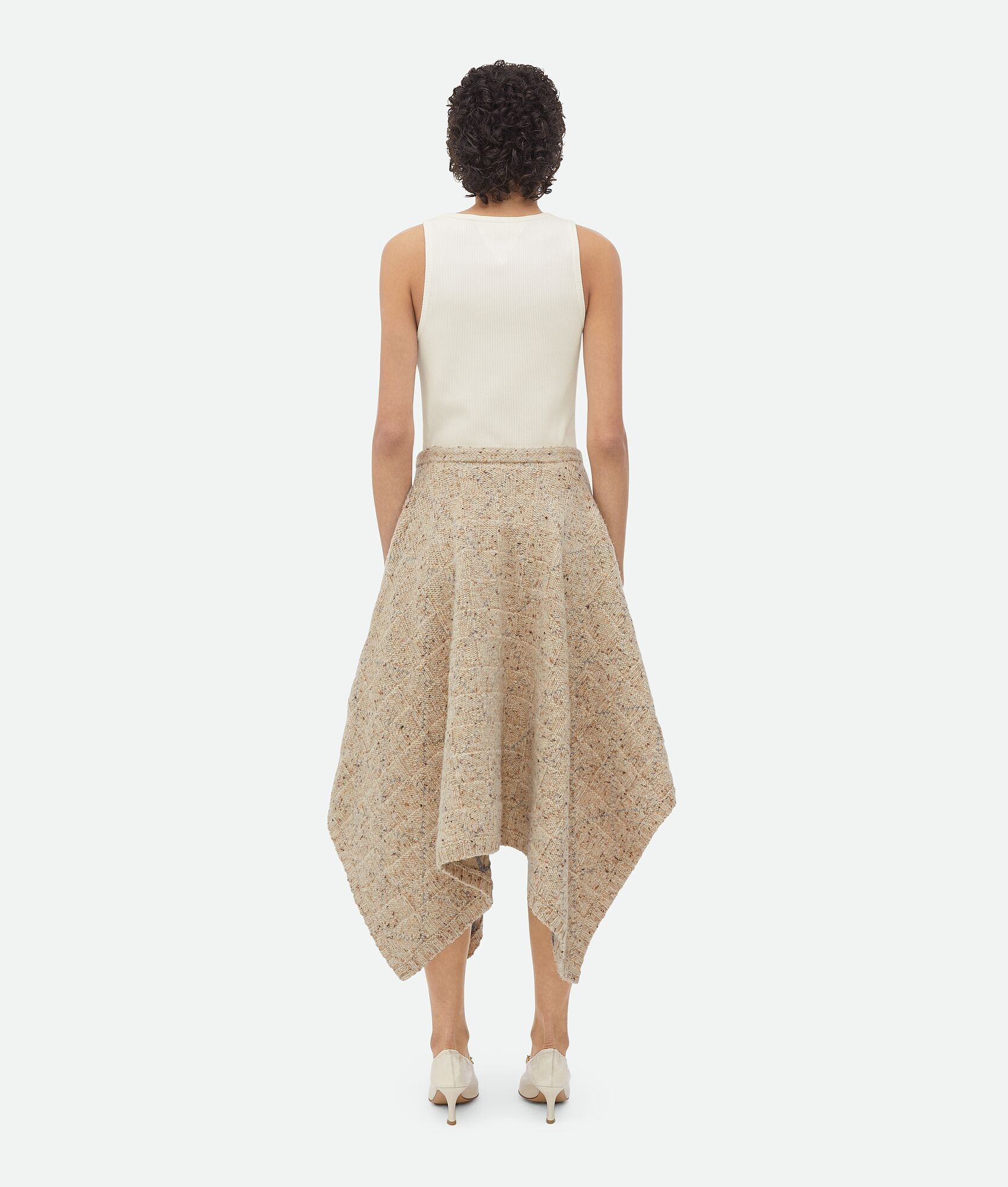 Bottega Veneta Jupe Losange En Laine In Nude