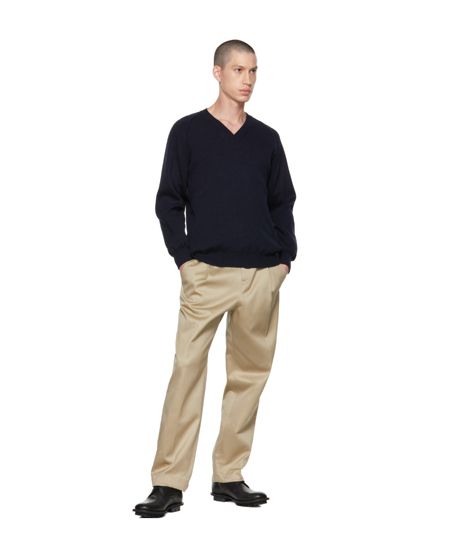 Comme Des Garçons V-neck Knitted Pullover In Black