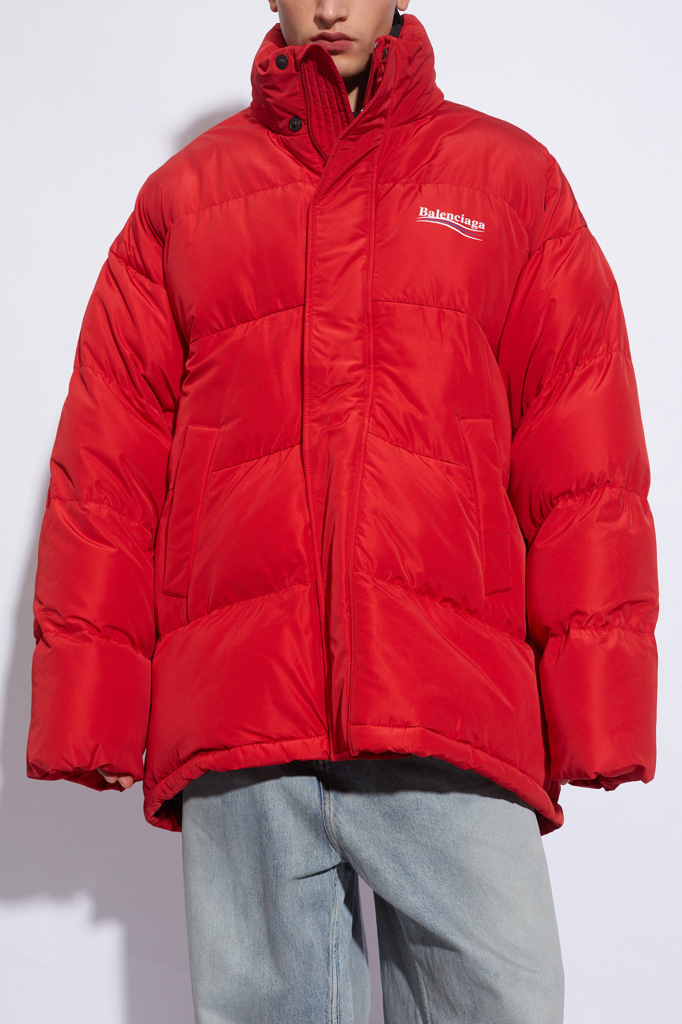 Balenciaga Nylon Puffer Jacket With Extractable Hood In Red