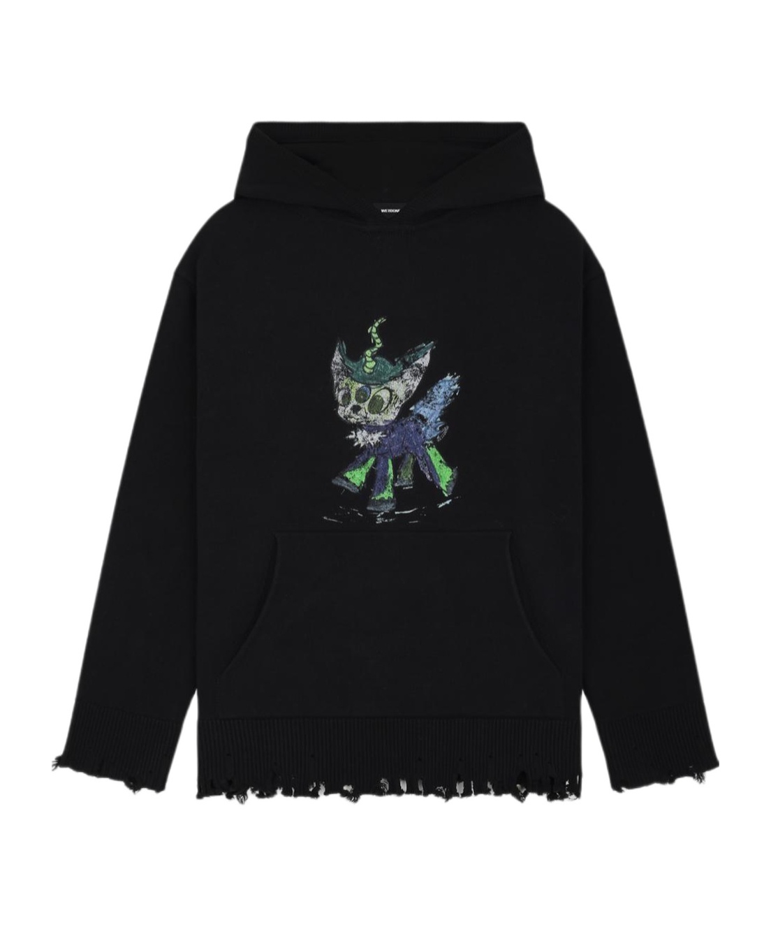 We11 Done Long-sleeved Hooded Sweatshirt In Black