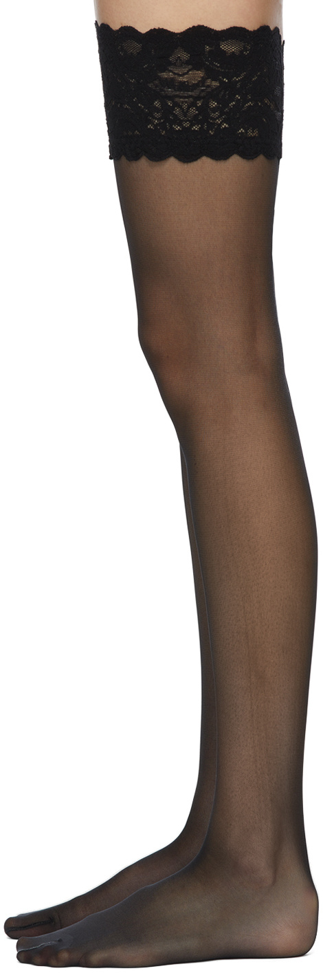 WOLFORD BLACK LOGO STOCKINGS