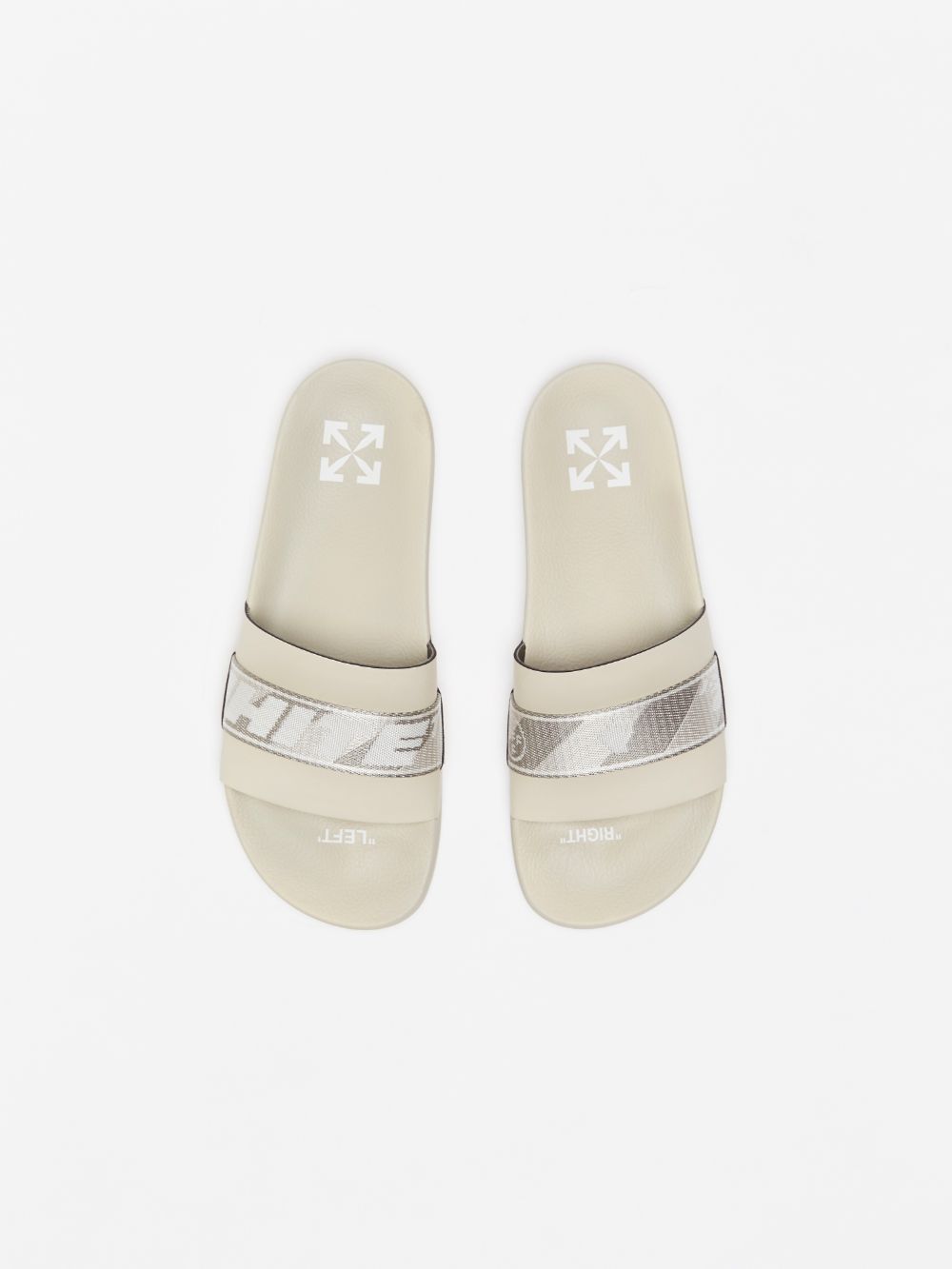 Off-white Industrial Logo-jacquard Slides In Nude