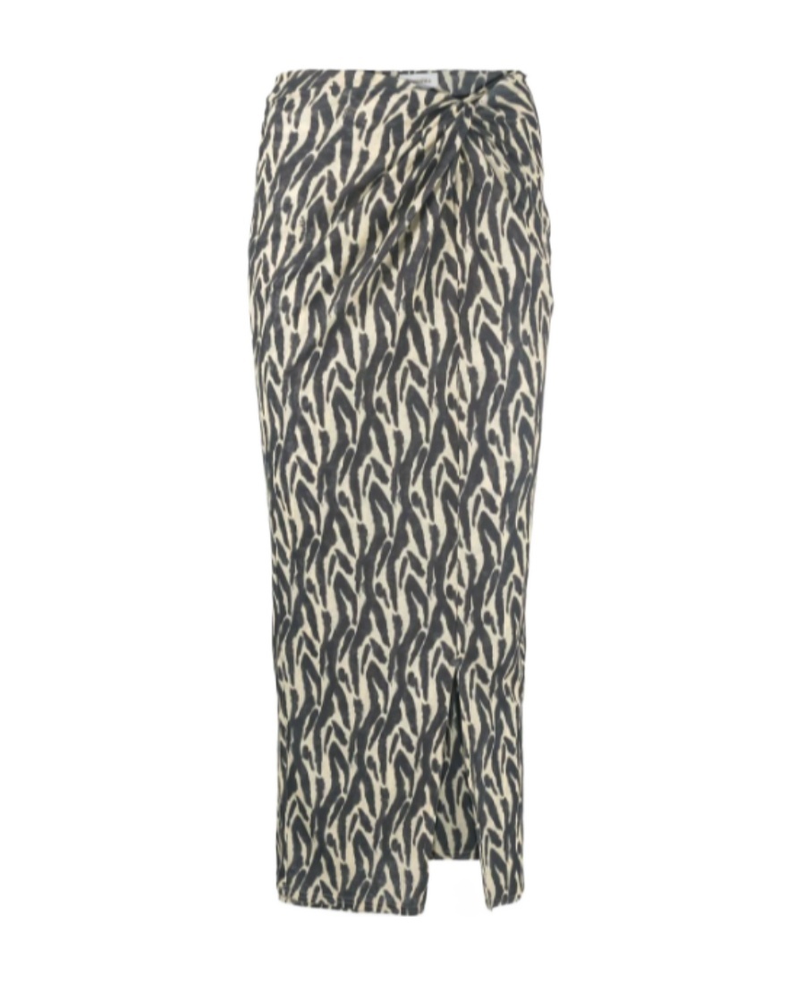 Nanushka Twist-front Printed Sarong Skirt In Black