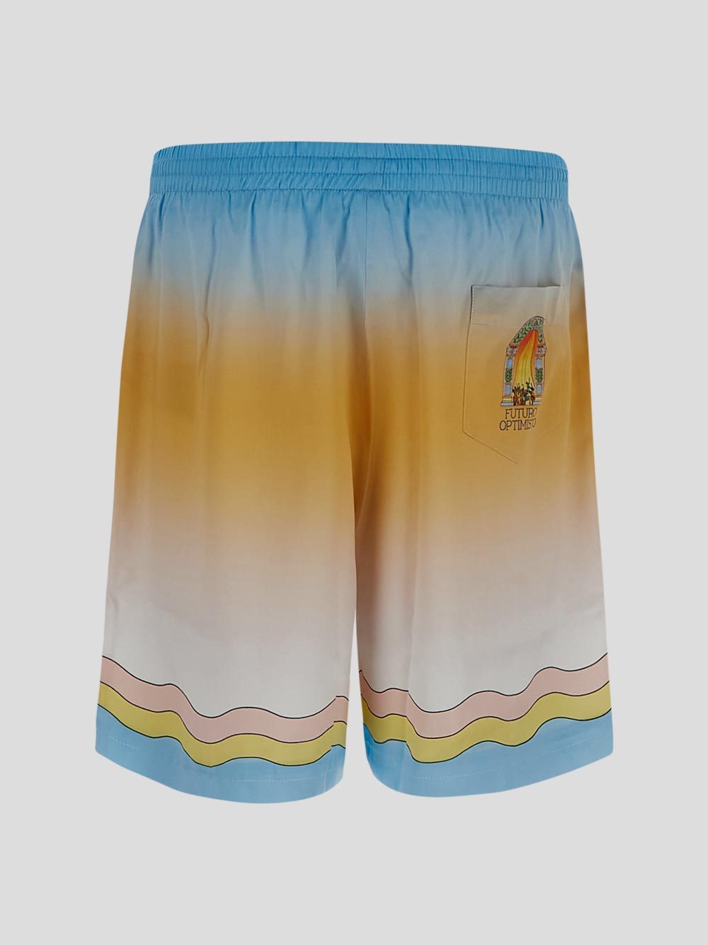 Casablanca La Danse Gradient Silk Shorts In Gray