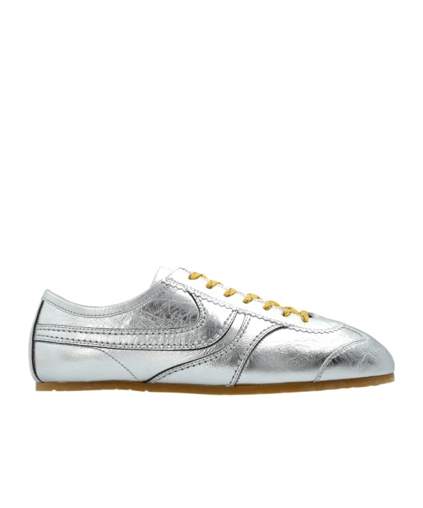 Dries Van Noten Crinkled Leather Low-top Sneakers In White