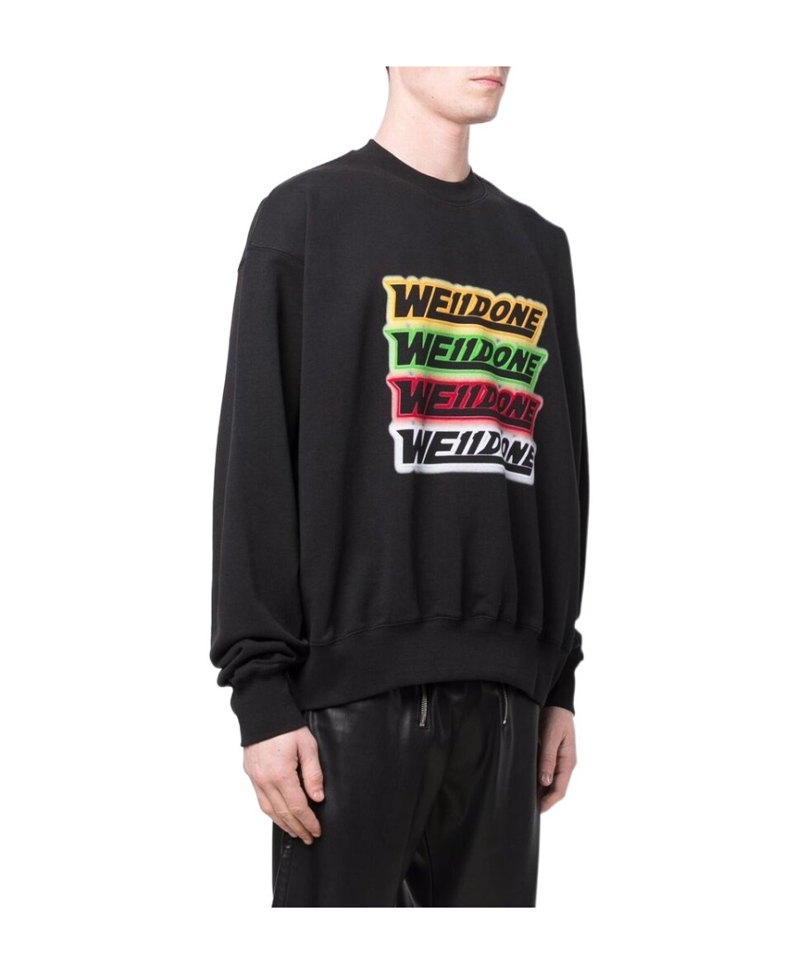 We11 Done Logo-embroidered Cotton Sweatshirt In Black
