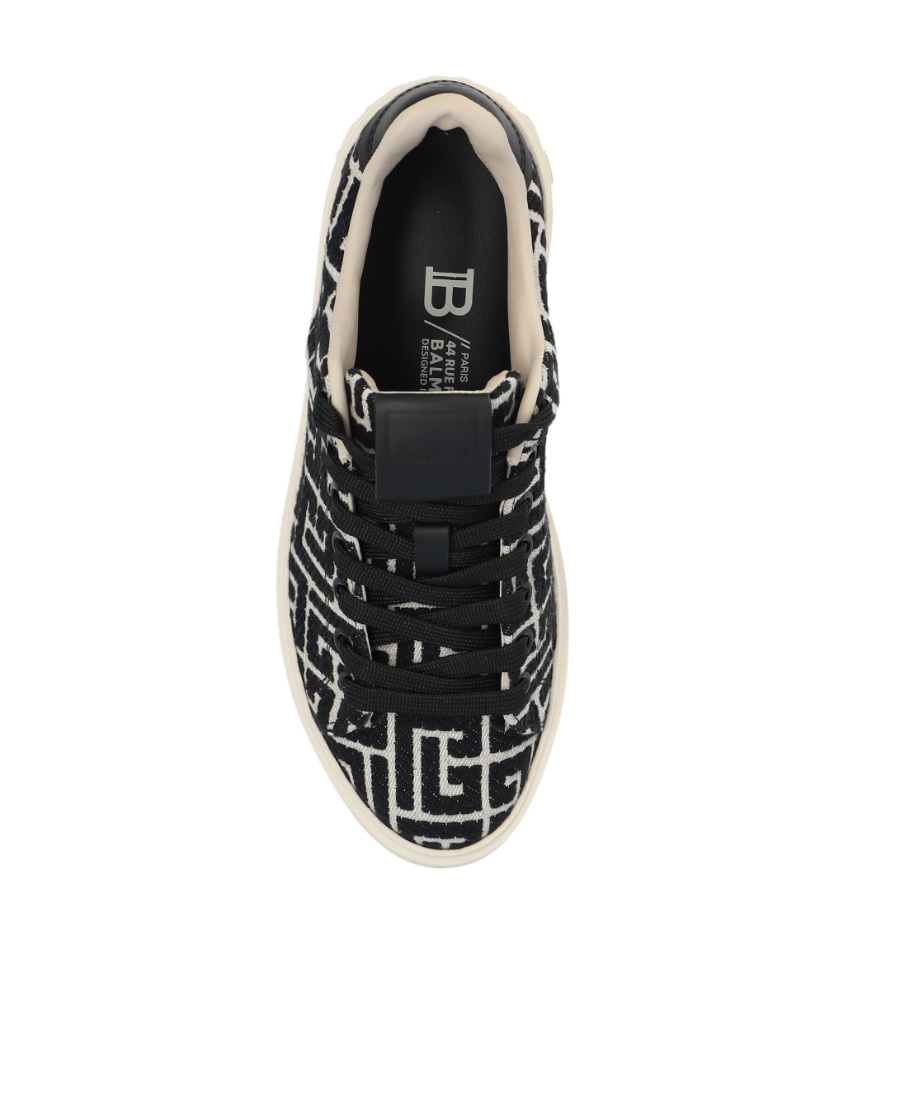 Balmain Men's B Court Monogram Jacquard Low-top Sneakers In Black