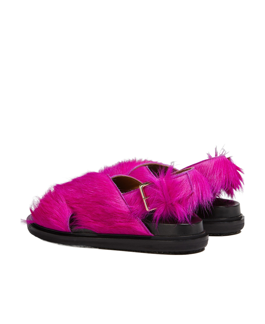 Marni Fussbett Shaggy Comfort Slingback Sandals In Red