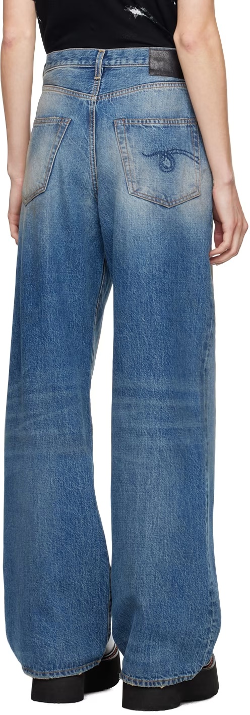 R13 Damon Wide-leg Faded Jeans And Trousers In Blue