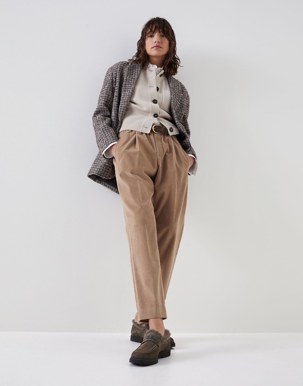 Brunello Cucinelli Shearling-lined Suede Loafers In Multicolor
